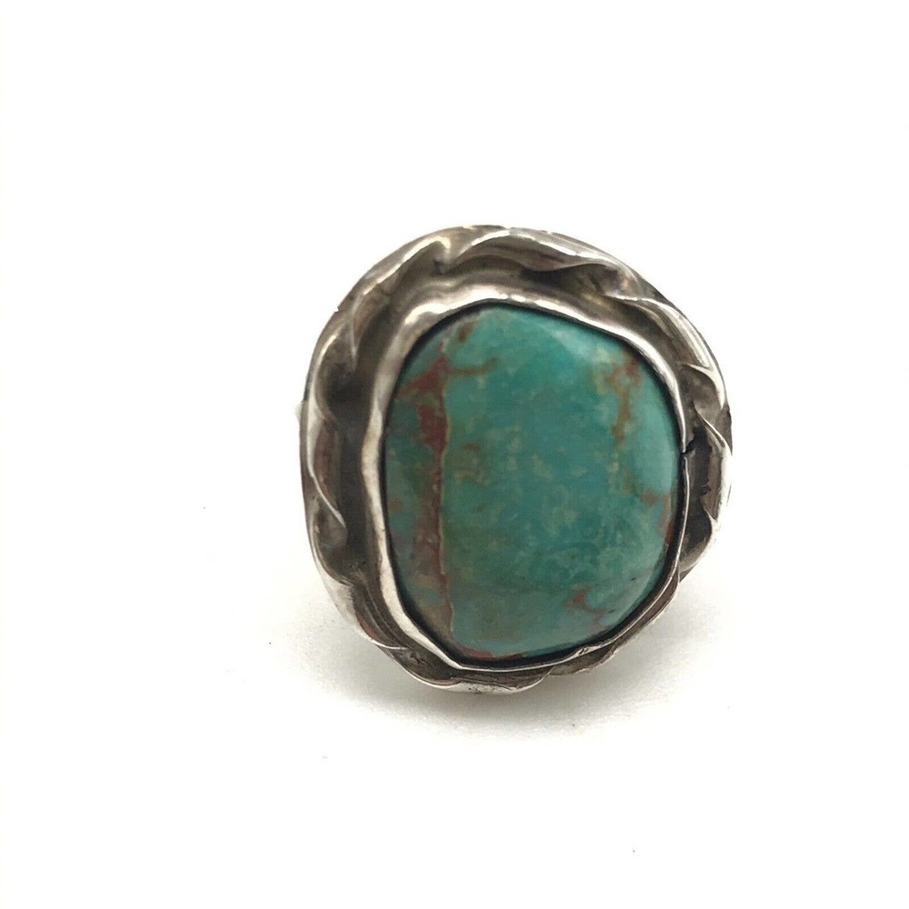 Vintage 925 Sterling Silver Kingman Turquoise Band Ring Size 6.5